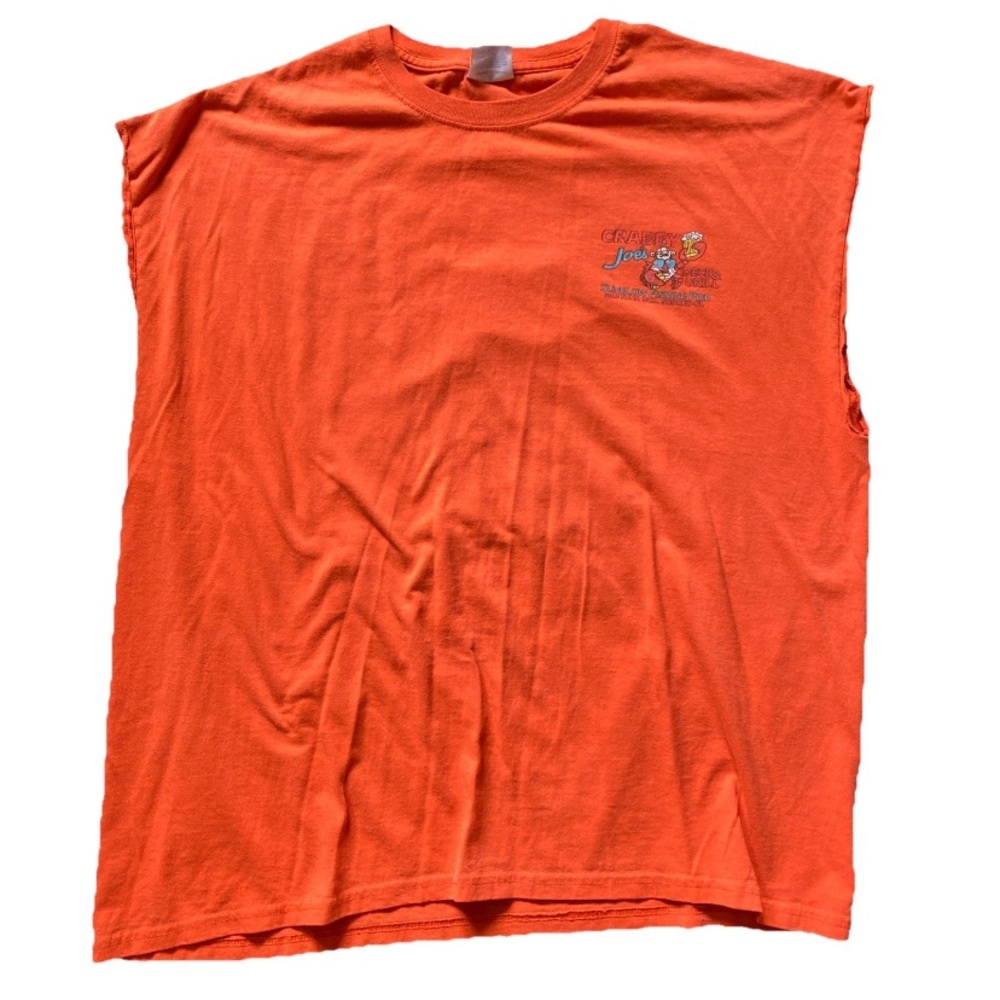 CRABBY JOE'S DECK & GRILL Daytona Beach Shores FL T-Shirt 2XL Orange Cut Sleeves